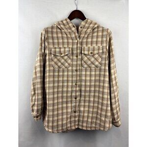 Women’s Asvivid Large Brown Plaid Fur Lined Hooded Jackets